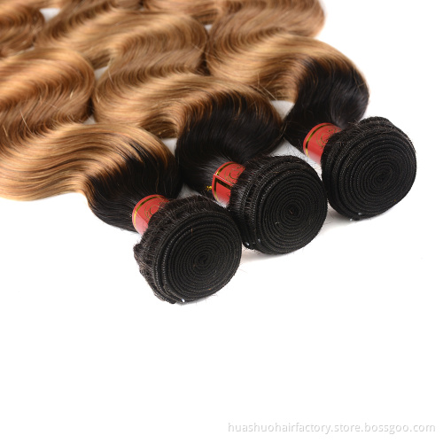 Single Donor Best Virgin Hair 1B 27 Two Tone Ombre Color Brazilian Body Wave Wavy Hair Extensions